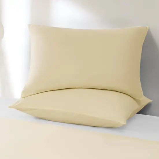 Double Brushed Pillow Cases with Zipper Standard Size, 2 Pack Super Soft Pillow Shams Covers, Luxury Cozy Zippered Pillowcases, 20 X 26 Inches, Cream {1}