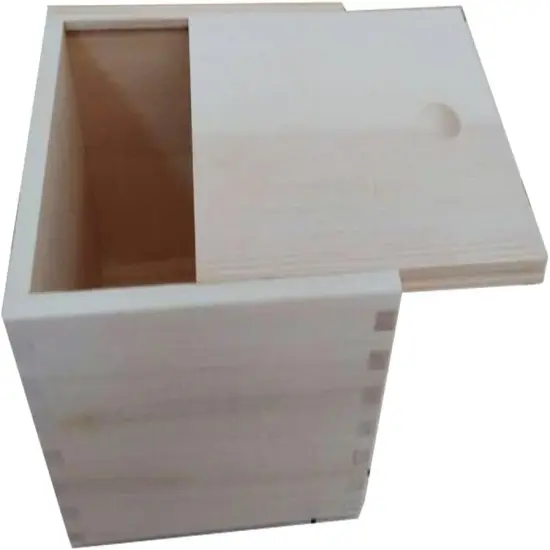 Wooden Unfinished Storage Box with Slide Top-Square {1}