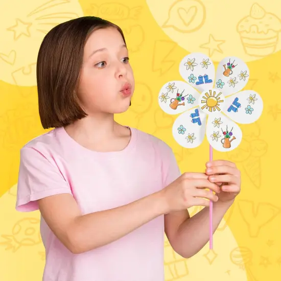 12 Pcs DIY Paper Pinwheels Bulk Make Your Own Pinwheel White Blank Paper Pinwheels Paper Craft Kits for Boys Girls Summer Activities School Group Daycare Home Project {4}