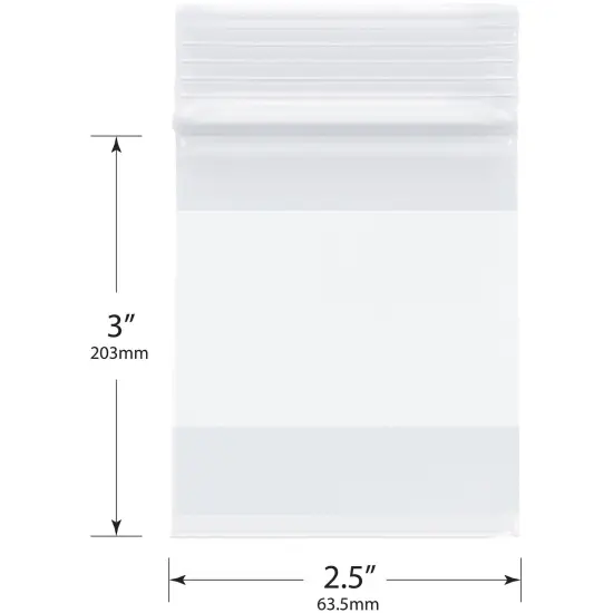 Plymor 2.5" x 3", 4 Mil with White-Block Heavy Duty Zipper Reclosable Plastic Bags {3}