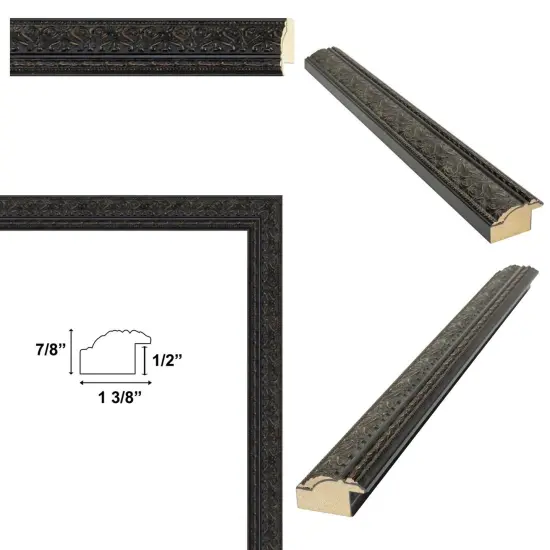 Antique Black Wood Ornate Picture Frame 16x24 frame {4}