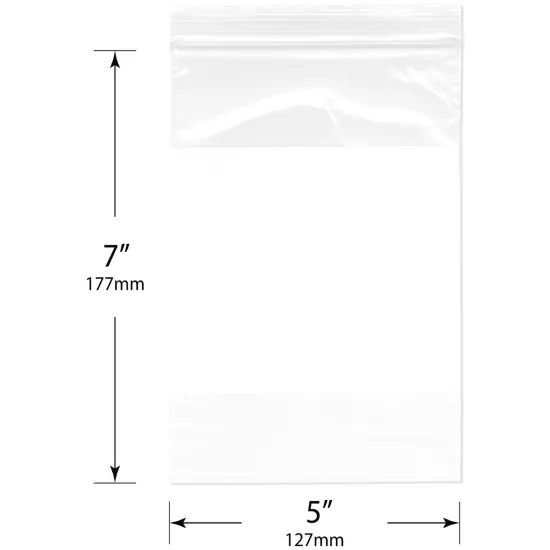 Plymor 5" x 7", 2 Mil with White-Block Zipper Reclosable Plastic Bags {3}
