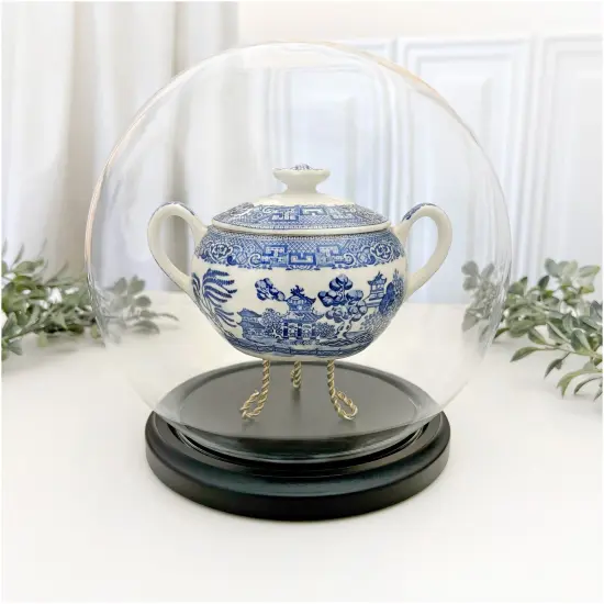 Plymor 7.5" x 8.5" Glass Display Dome Globe Cloche (Black MDF Wood Base) {3}