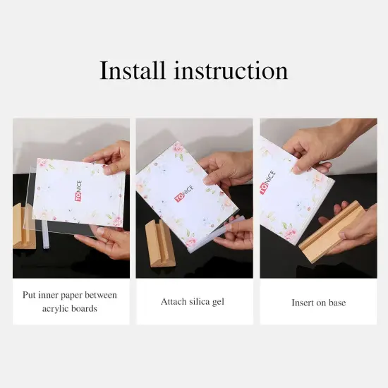 3 Pack 5x7 Acrylic Sign Holder T Shape Clear Acrylic Double Sided Frames with Wood Base Table Menu Display Stand Flyer Display (Optional 8.5x11/5x7 Inch L/T Shape) {4}