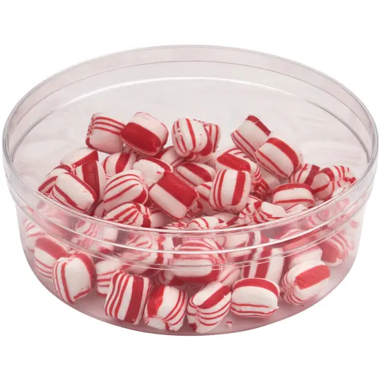 Pioneer Plastics 183C Clear Round Plastic Container with Frosted Bottom, 6.875" W x 2.625" H {3}