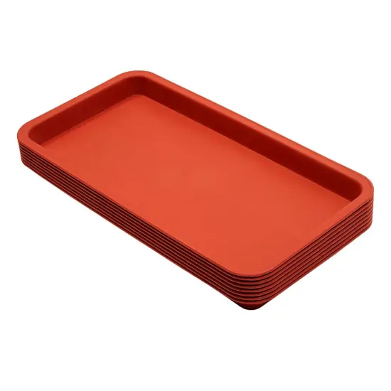 8 Pack Plastic Plant Drip Trays for Planters, Pots, Rectangular Saucer Pans for Indoors, Outdoors (Terracotta Red, 6.5x12 in) {6}