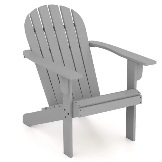 Acacia Wood Lounge Patio Adirondack Chair with Slatted Seat and High Inclined Backrest White {10}