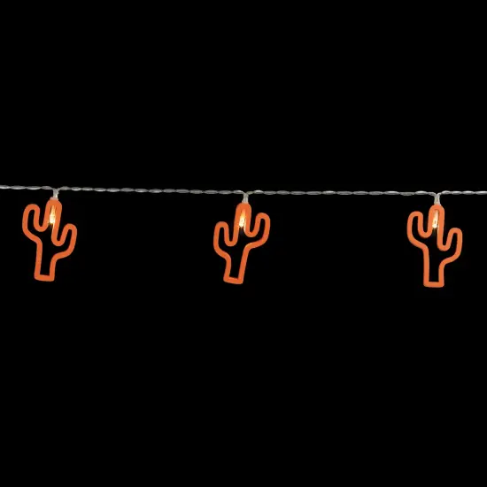 Northlight LED Cactus Patio Light Set - Orange - 4' Clear Wire - 10ct {6}