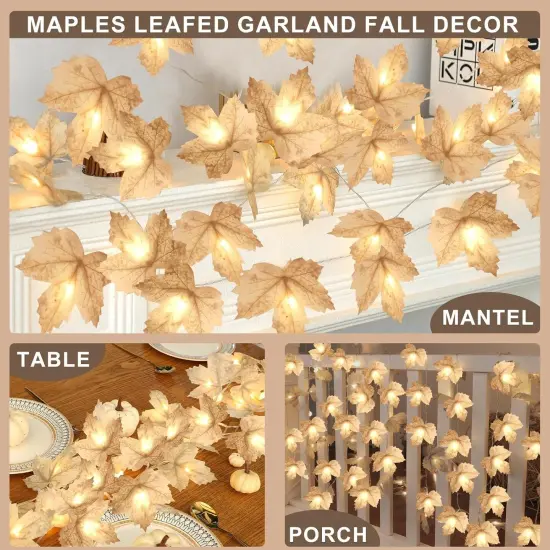 3 Pack Fall Garland with Lights - 20Ft 60LED {5}