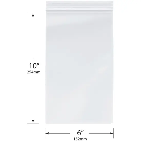 Plymor 6" x 10", 4 Mil Heavy Duty Zipper Reclosable Plastic Bags {3}