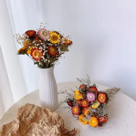 40 Pcs Natural Dried Daisy Flowers with Stems &ndash; Summer Rustic Dried Flower Bouquet for Tabletop Decor, Wedding, Home, Office, Party, DIY Floral Arrangements & Crafts {4}