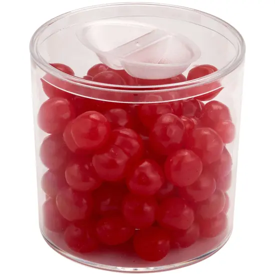 Pioneer Plastics 116C Clear Cylinder Plastic Container with Pinch Style Lid, 3.375" W x 3.125" H {4}