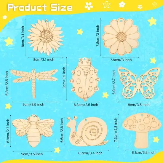 80 Pieces Unfinished Wooden Cutouts {2}