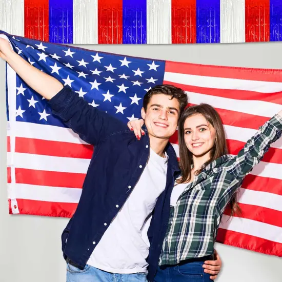 6 Pack 10 Ft White Blue Red Foil Fringe Garland Metallic Streamers Tinsel Banner Wall Hanging Garland Backdrop for Parade Floats, Halloween, Christmas, Thanksgiving, New Year Party Decorations {5}