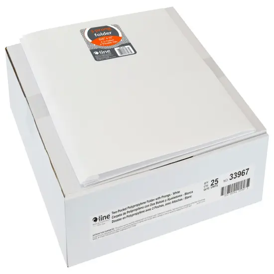 C-Line 2-Pocket Poly Portfolio with Prongs, White, Pack of 25 {1}