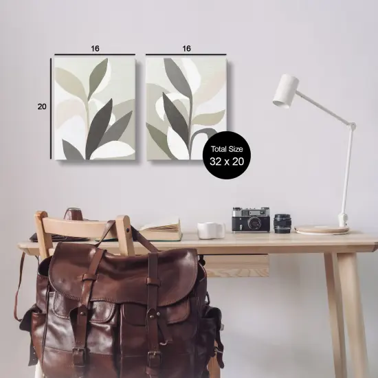 Stupell Industries Neutral Leaf Shapes 2pc Canvas Set Design by June Erica Vess {3}