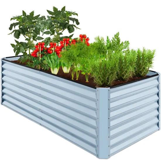 Best Choice Products 6x3x2ft Outdoor Metal Raised Garden Bed, Planter Box for Vegetables, Flowers, Herbs Mist Blue {1}