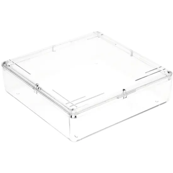 Pioneer Plastics 091C Clear Square Plastic Container, 4.3125" W x 4.3125" D x 1.125" H {1}