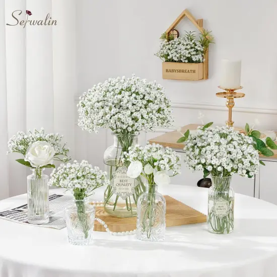 30Pcs Babys Breath Artificial Flowers, Baby Breath Flowers Artificial Bulk, Faux White Gypsophila Babies Breath Flowers Artificial for Wedding Floral Arrangement Party Home Decor {2}