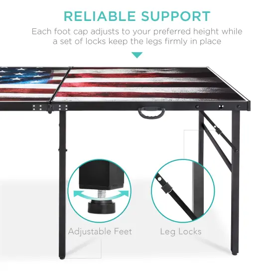 Best Choice Products 6x3ft Portable Ping Pong Table Game Set, Folding Table Tennis w/ 2 Paddles, Balls American Flag {6}
