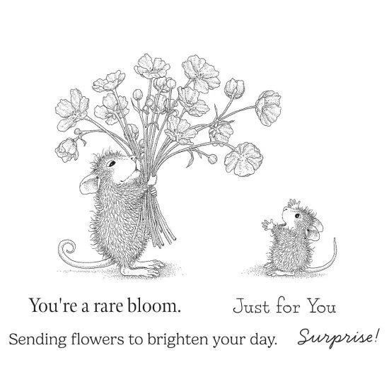 House Mouse Cling Rubber Stamp-Rare Bloom {3}