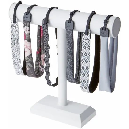 Plymor White Faux Leather T-Bar Necklace Display Stand, 12" W x 12" H {4}