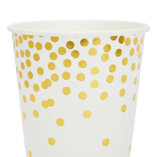 50 Pack 9oz Gold Paper Cups for Hot Drinks, Party Supplies, Weddings, Bridal Showers {6}