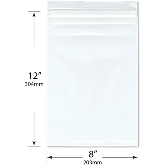 Plymor 8" x 12" (Pack of 100), 4 Mil Heavy Duty Zipper Reclosable Plastic Bags {3}