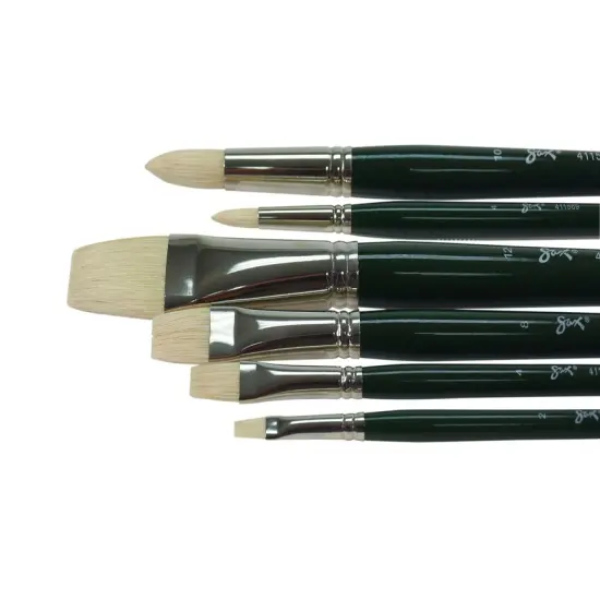 Sax Olympia Interlocked Hog Hair Bristle Paint Brushes Long, Assorted Sizes, Set of 6 {4}