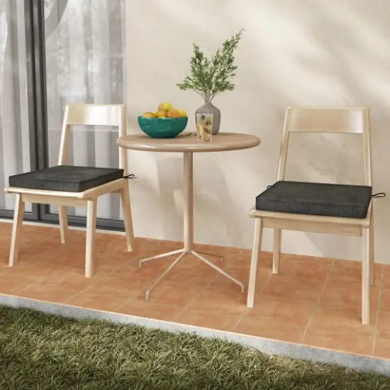 Set of 2 Square Waterproof Seat Chair Cushions Perfect for Dining Chairs or Patio Chairs Grey {2}