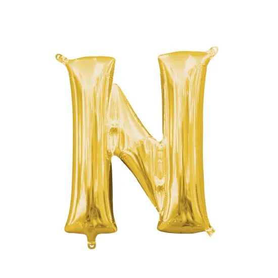 Anagram&reg; 16" Gold Letter N Balloon Air Fill Only Foil Mylar {1}