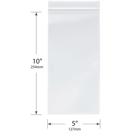 Plymor 5" x 10", 2 Mil Zipper Reclosable Plastic Bags {3}