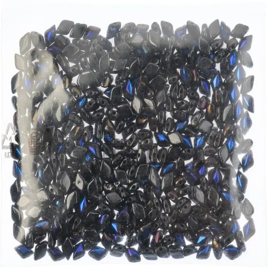 Matubo 2-Hole Czech Glass Jet Gemduo Beads, 50g Jet Azuro {2}