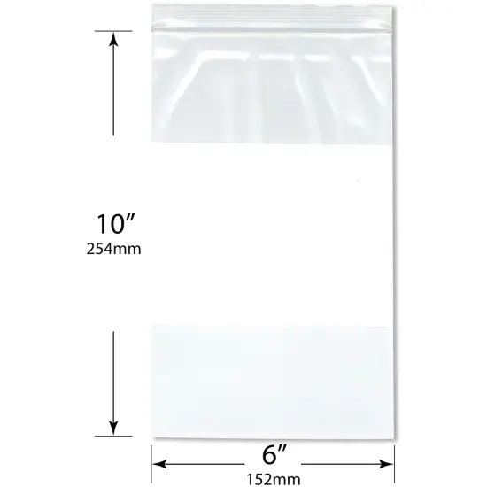 Plymor 6" x 10" (Pack of 100), 4 Mil Heavy Duty White-Block Zipper Reclosable Plastic Bags {3}