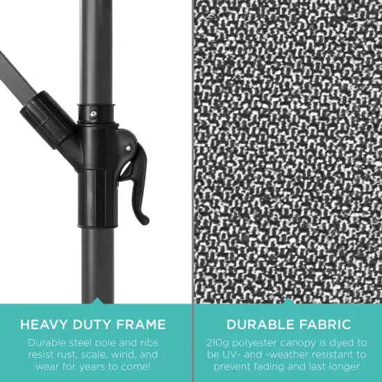 Best Choice Products 10ft Offset Hanging Outdoor Market Patio Umbrella w/ Easy Tilt Adjustment Fog Gray {6}