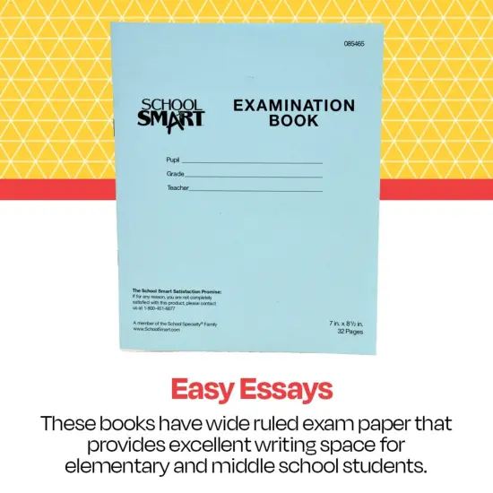 School Smart Examination Blue Books, 7 x 8-1/2 Inches, 32 Pages, Pack of 50 {4}