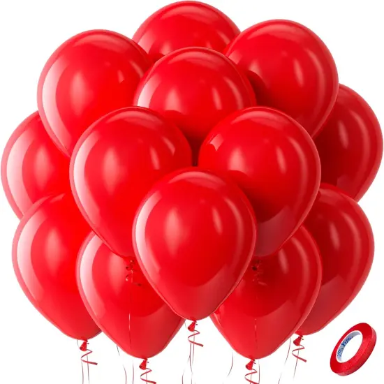 Red Balloons Latex Party Balloons - 100 Pack 12 inch Round Helium Red Balloons {1}