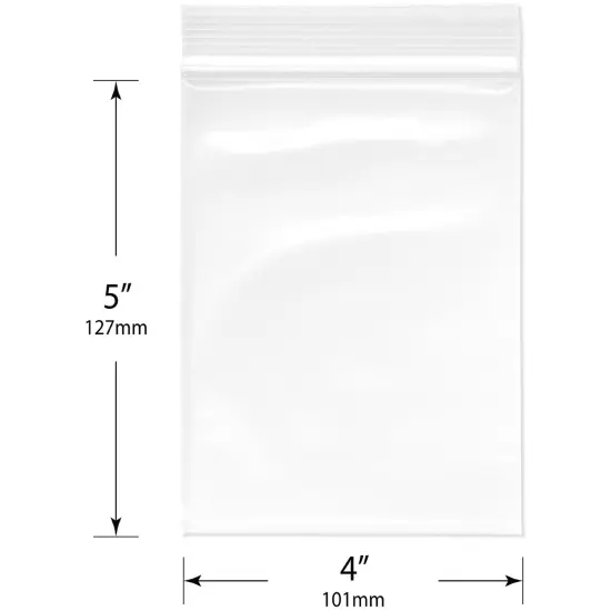 Plymor 4" x 5", 4 Mil Heavy Duty Zipper Reclosable Plastic Bags {3}