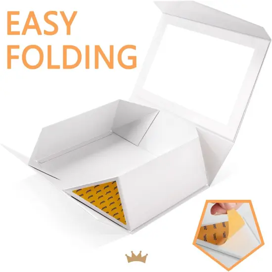 Large White Gift Box with Window, Clear Gift Box for Present Contains Ribbon, Card, Bridesmaid Proposal Box with Magnetic Lid (Glossy White) {4}