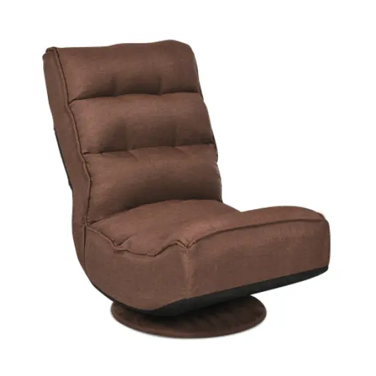 5-Position Folding Floor Gaming Chair with 360 Degrees Swivel Base Suitable for Any Room Rustic Brown {9}