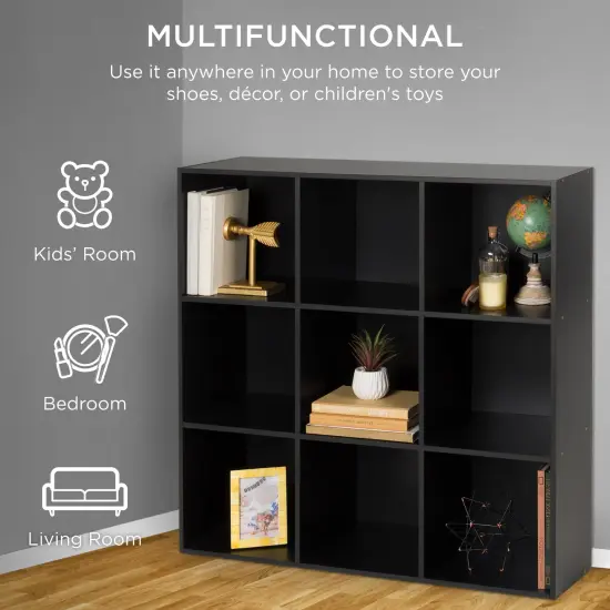 Best Choice Products 9-Cube Bookshelf, 13.5in Display Storage System, Organizer w/ Removable Back Panels Black {4}