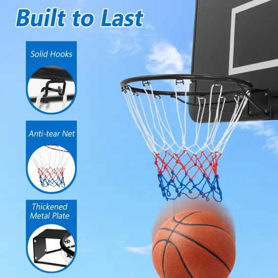 15 Inch Basketball Rim Goal Replacement with All Weather Net and Metal Pipes Perfect for Indoor or Outdoor Black {6}