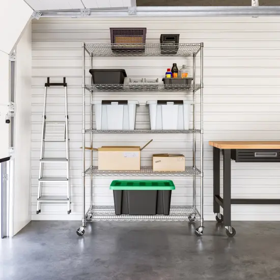 Seville Classics UltraDurable 5-Tier NSF Steel Shelving, 48" W x 24" D x 76" H Plated steel {4}