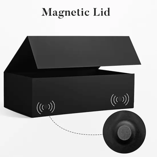 Large Gift Box 14"x8.5"x4.5" Birthday Gift Boxes for Presents for Anniversary Wedding Birthday,Black Gift boxes with Ribbon,Shredded Filler,Card {4}