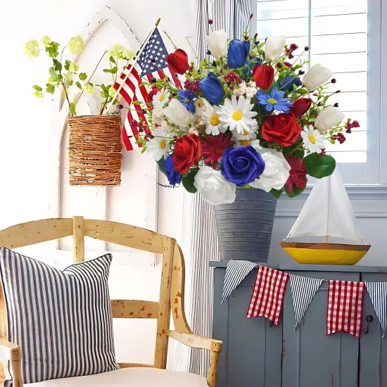 4PCS Flower Bouquet for 4th of July Independence Day Grave Home Table Decoration {2}