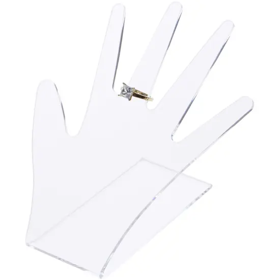 Plymor Flat Clear Acrylic Hand for Jewelry Display, 5.25" H x 5.5" W x 5" D {3}