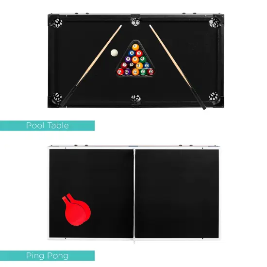 Best Choice Products 4-in-1 Multi Game Table, Childrens Arcade Set w/ Pool Billiards, Air Hockey, Foosball Gray {5}