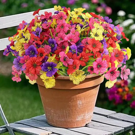 16 Bundles Colorful UV-Resistant Artificial Spring Flowers &ndash; Outdoor Faux Plants for Porch, Garden, and Window Boxes {2}