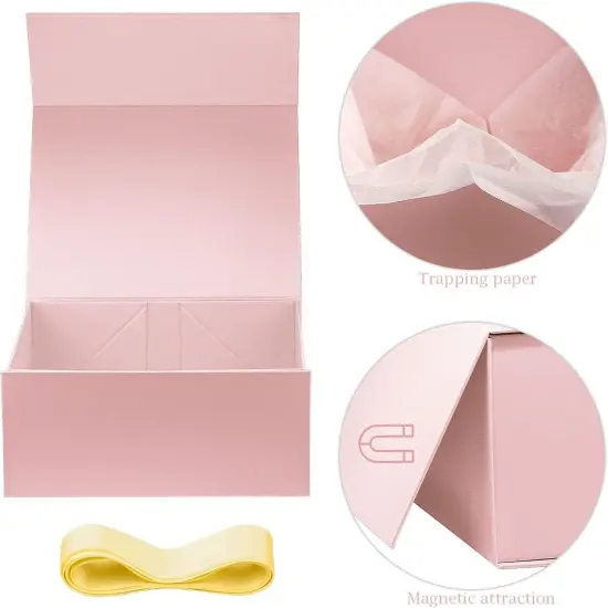 Pink Gift Box,9" X 7" X 4" with Ribbon for Presents Magnetic Closure Gift Packaging {2}