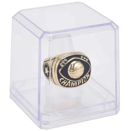 Pioneer Plastics 020C Clear Acrylic Ring Finger Display Case with Clear Base, 2.25" W x 2.25" D x 2.5" H {4}